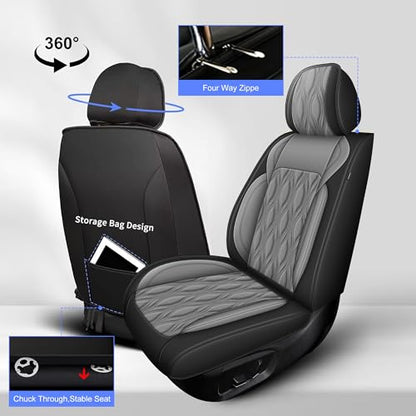 Front Waterproof Leather Seat Covers for Toyota Camry 2002 (#067 Black&Gray / 3.Camry-2 Front Seat Covers Only)