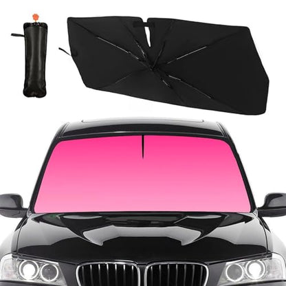 Colorful Car Windshield Sunshade Umbrella Sun Shade Umbrella for Car Foldable Windshield Umbrella Block UV Rays Heat Keep Vehicle Cool for Cars SUV 57"x30" (red)