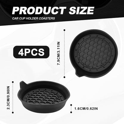 4 Pack Universal Cup Holder Coasters (Black)