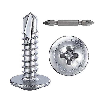 300 pcs) Wensilon #10×3/4”for Sheet Metal Self-Tapping Screws 410 Stainless Steel Truss Head High-Strength Quick Tapping Screws (#10X3/4" / Silver)