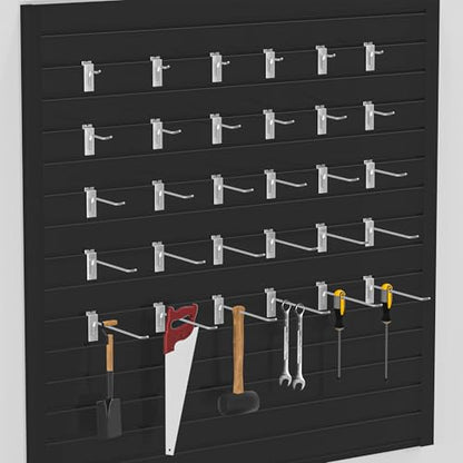 25 PK Silver 6 inch Wall Mounted Slatwall Hooks