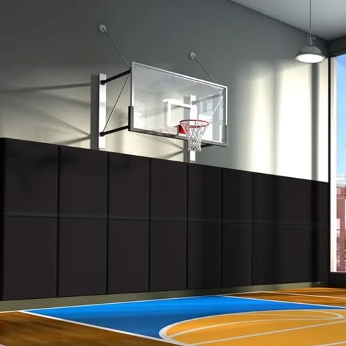 60" 72" High Gym Wall Padding 2" Thick Foam Basketball Court Wall Mount Protector for Garage Taekwondo Babyroom (BLACK / 72" x 24" x 4")