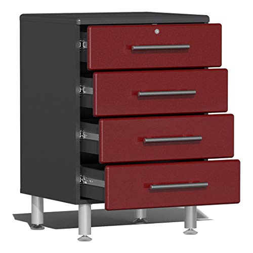 UG23101R 10 Piece Garage Cabinet Kit with Channeled Worktop in Ruby Red Metallic