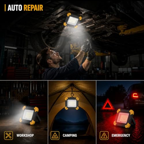 2 Pack Magnetic LED Work Lights (Black + Yellow (2 Pack))
