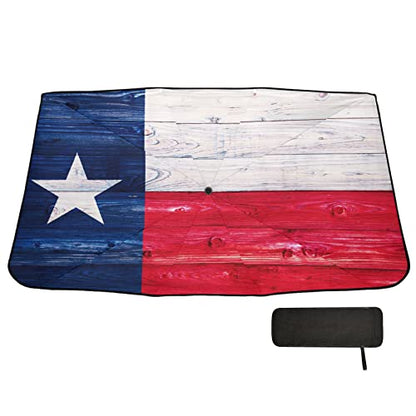 American Flag Windshield Sun Shade Umbrella The State Texas Wooden Foldable Car Front Window Sunshade Blocks UV Rays Heat Keep Vehicle Cool (multi 17)