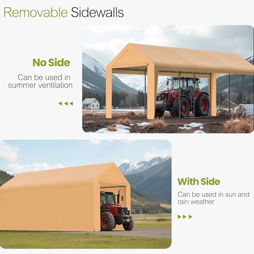 10x20 Carport Heavy Duty Portable Garage Shelter w (Yellow / 10x20 with sidewalls)