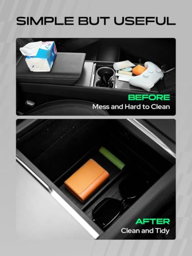 Center Console Organizer for Tesla Model 3 Highland 2024 2025 2026 (2PCS Center Console & Armrest Lower Tray)