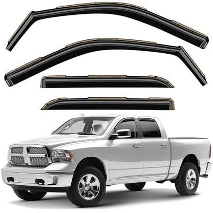 Window Deflectors Smoke Tinted in (For RAM 09-18 Crew Cab)