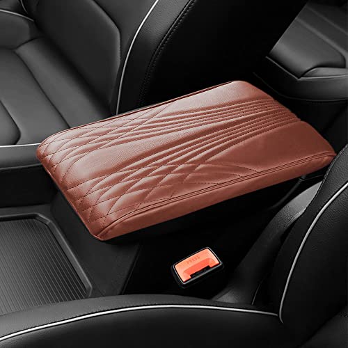 2025 Upgrade Universal Style Memory Cotton Car Armrest Box Pad (Angle Pattern / Coffee)