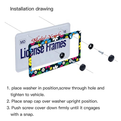 Hippie License Plate Frame Hippie Flower License Plate Covers (Hippie License Plate Frame / one size)
