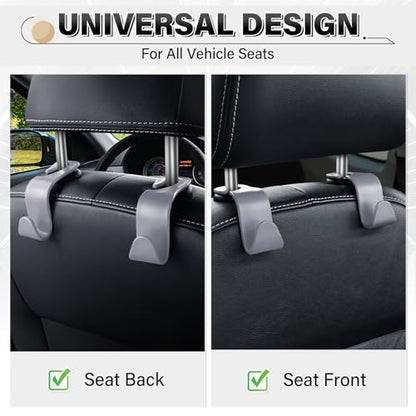 4 Pack Car Seat Headrest Hooks (4pc / Gray)