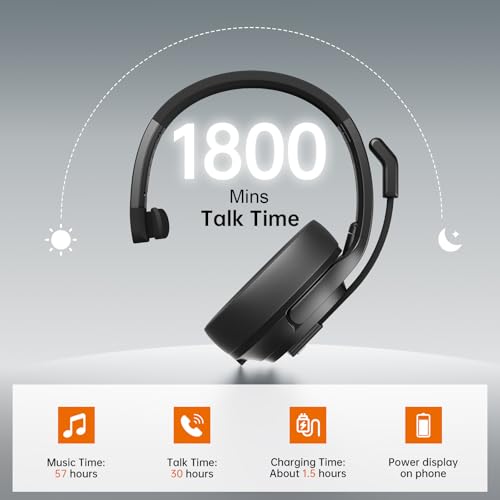 Upgrated Trucker Bluetooth Headset with ENC Microphone (Headset with Replaceable EarPad)