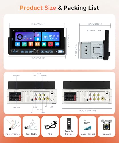 6.86" Single Din Car Stereo with Wireless CarPlay and Android Auto (6.86 inch with Volume Knob and physical control buttons)