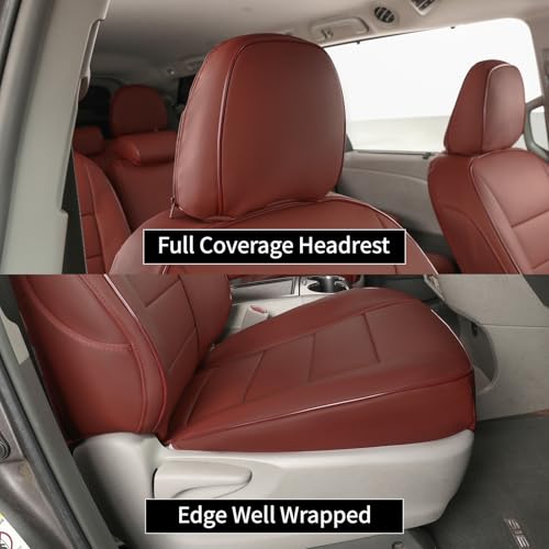 Sienna Seat Covers for 2011 (Leather (Burgundy) / 2011-2020 8 Seats, 2nd Row 4/2/4 Split)