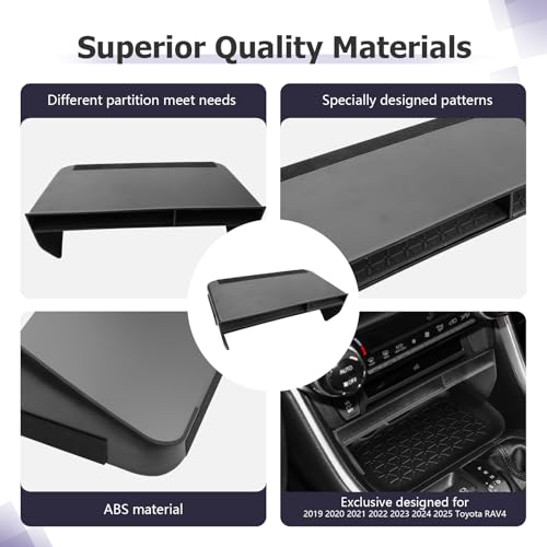 for 2025 Toyota RAV 4 Accessories Compatible with 2019 2020 2021 2022 2023 2024 2025 Toyota RAV 4 Front Center Console Organizer Armrest Console Secondary Storage Box Insert Tray ABS Material