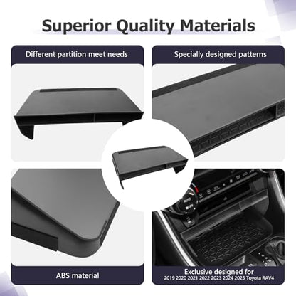 for 2025 Toyota RAV 4 Accessories Compatible with 2019 2020 2021 2022 2023 2024 2025 Toyota RAV 4 Front Center Console Organizer Armrest Console Secondary Storage Box Insert Tray ABS Material