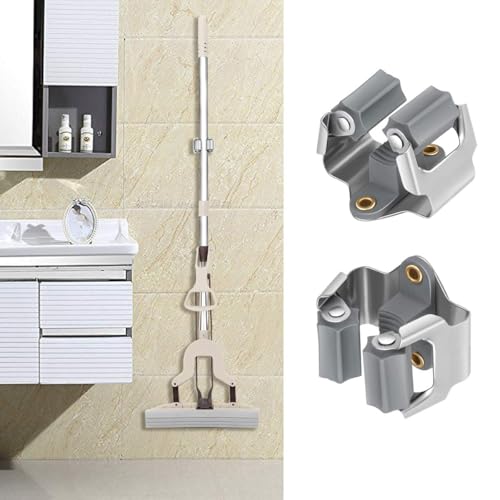 Mop and Broom Holder Big Size Hanging 1 KG Extra (10 / Matte Grey)