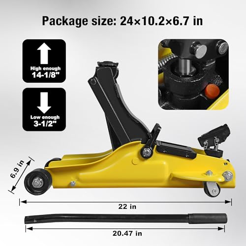 2.5 Ton Trolley Jack with Carrying Case Hydraulic Low Profile Floor Jack for Cars Lift with Single Piston Lift Pump (Steel / 2.5 ton with Case)