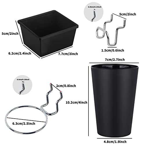 6 Sets Pegboard Bins with Hooks (Black)