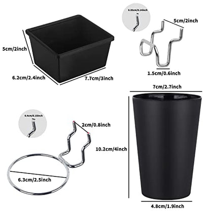 6 Sets Pegboard Bins with Hooks (Black)