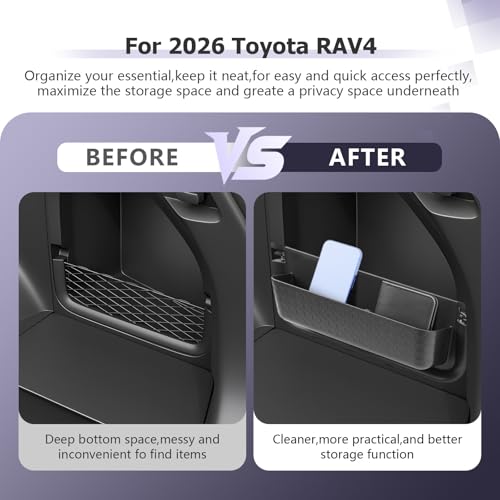 Trunk Side Pocket Storage Box Compatible with 2026 RAV 4 Accessories Armrest Console Secondary Storage Box Insert Tray Trunk Organizer ABS Material Black