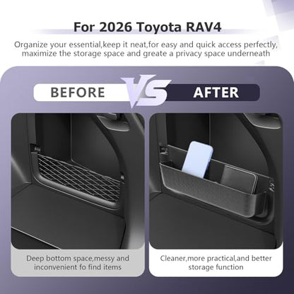 Trunk Side Pocket Storage Box Compatible with 2026 RAV 4 Accessories Armrest Console Secondary Storage Box Insert Tray Trunk Organizer ABS Material Black
