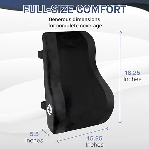Lumbar Support Pillow Mid and Lower Back with Cooling (Black With Cooling Gel)