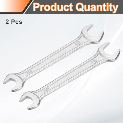 2pcs Double Open End Wrench 10mm x 12mm Metric 15 Degree Offset Angle Small Flat Head Wrench Galvanizing Open Ended Spanner for Automotive Repair Furniture Assembly (10mm x 12mm)