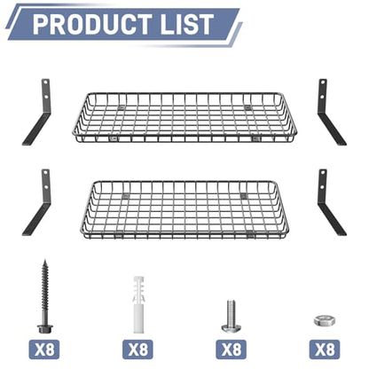 12x24 inch Wall Shelves (Black / 12x24 in)