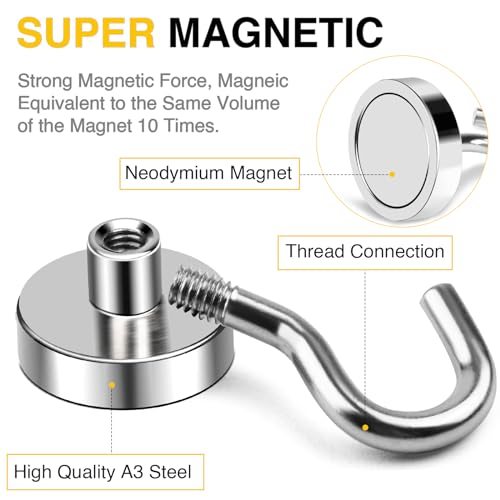 Magnetic Hooks 20pcs 50lbs Cruise Essentials 2026 Magnet Hook (Silver / 0.78in)