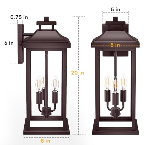 20" Oil Rubbed Bronze Outdoor Light Fixtures for House 2 Pack (Bronze / 2-Pack/No Sensor)