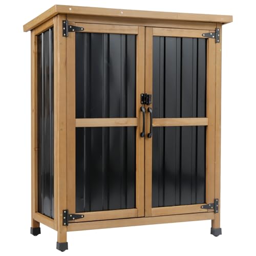 Small Garden Storage Cabinet (Black / 32" x 13" x 40")