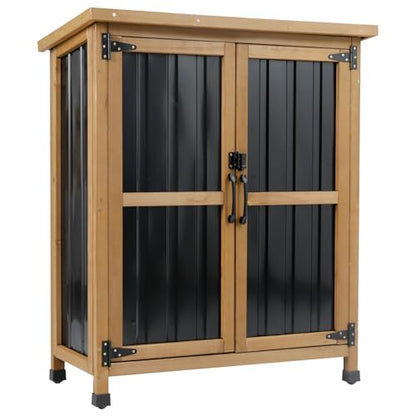 Small Garden Storage Cabinet (Black / 32" x 13" x 40")