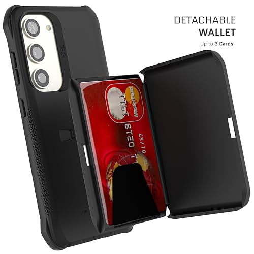 EXEC Samsung Galaxy S23 Wallet Case with Detachable Magnetic Credit Card Holder Supports Wireless Charging Shockproof Protective Phone Cover Designed for 2023 (Galaxy S23 / Black)