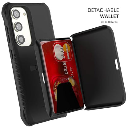 EXEC Samsung Galaxy S23 Wallet Case with Detachable Magnetic Credit Card Holder Supports Wireless Charging Shockproof Protective Phone Cover Designed for 2023 (Galaxy S23 / Black)