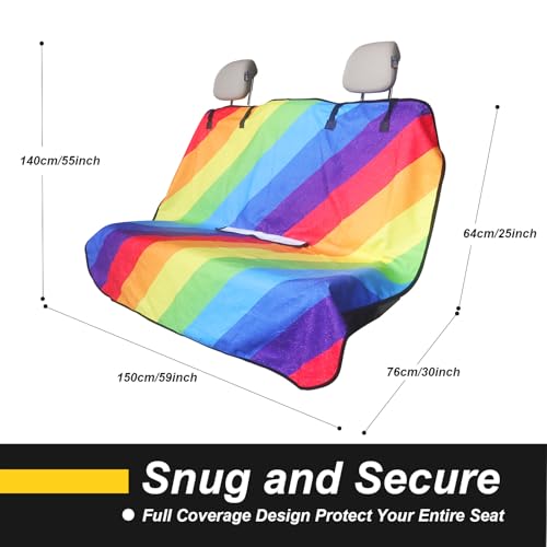 Back Seat Cover for Car Trucks Van SUV Jeep (Rear Bench Seat Towel / Rainbow)