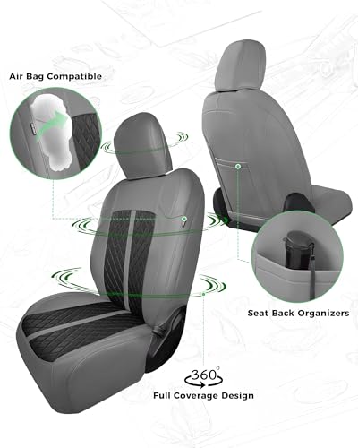 for Jeep Wrangler Leather Custom Car Seat Covers Full Set 4 Door (Gray & Black / JL 18-26 4Door With Rear Cup Holder)