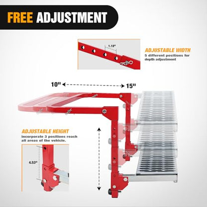 Folding Heavy Duty Tire Step Fit Tire from 10” to 15” (Truck Tire Step Red)
