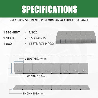 0.5 Oz Stick on Wheel Weights（144pcs (0.5oz-144PCS / Gray)