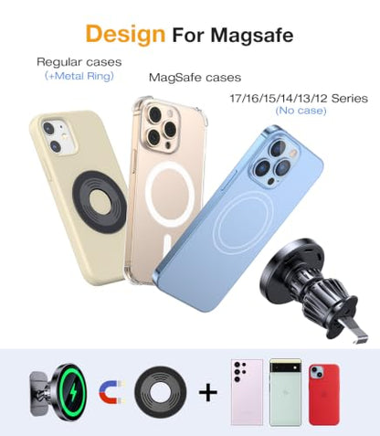 for MagSafe Car Mount Charger【Stronger Magnets】Magnetic Wireless Car Charger with Dashboard Pad Mounting Phone Holders for Your Car Accessories for Women Men Car Mount for iPhone 17 16 15 14