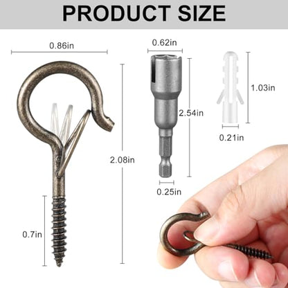 24 PCS Q Hanger Hooks with Safety Buckle (Copper / 24 Pcs)