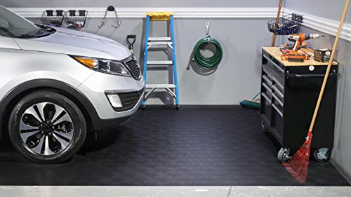 Seamless Sheet Vinyl Shed Flooring Cover with Bonded Fibrous Backing (8' x 10' / Midnight Black)