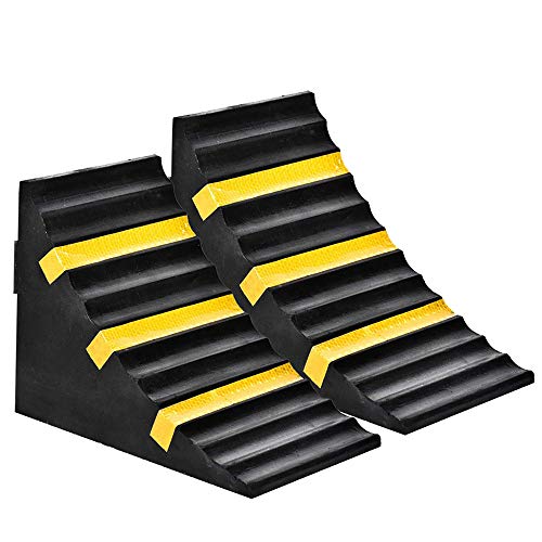 2 Pack Wheel Chocks Heavy Duty Extra Large Industrial Rubber Wheel Chock Blocks w