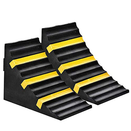 2 Pack Wheel Chocks Heavy Duty Extra Large Industrial Rubber Wheel Chock Blocks w