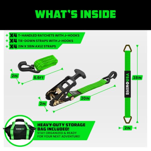 Car Hauler Tie Down Straps (Green / J-Hook)