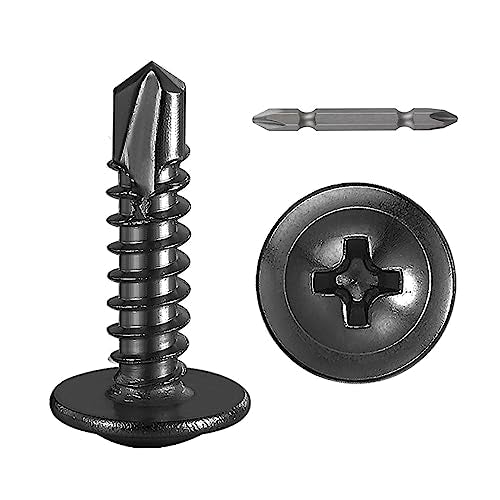 300Pcs)#8×3/4” for Sheet Metal Self-Tapping Screws 410 Black Stainless Steel Truss Head High-Strength Quick Tapping (#8X3/4" / Black)