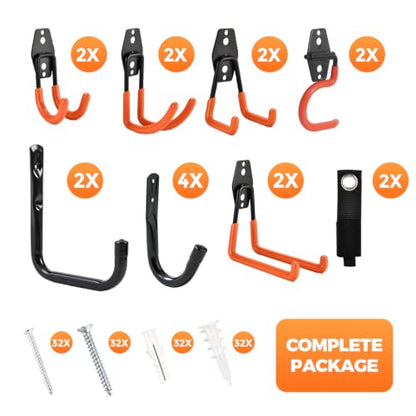 Steel Garage Hooks 18 Pack Storage Heavy Duty (2026 New Combo-18PC)