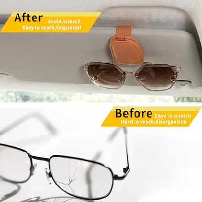 Magnetic Leather Sunglasses Holder for Car (orange)