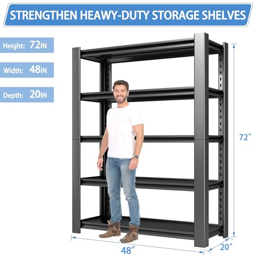 3000 LBS Capacity Metal Storage Rack 72" H x 48" W x 20" D