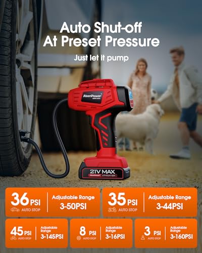 Digital Cordless Tire Inflator Portable Air Compressor Automatic 160PSI w (Red)